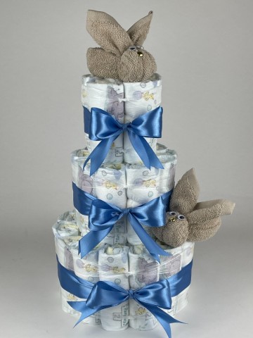 Luiertaart konijnen cream beige   diep blauw   2