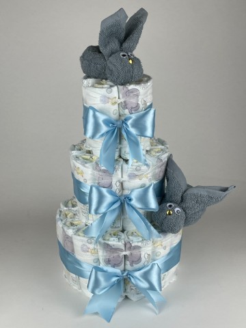 Luiertaart konijnen grey blue   blauw  2