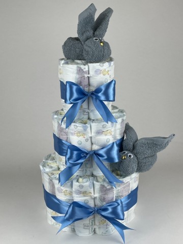 Luiertaart konijnen grey blue   diep blauw   2