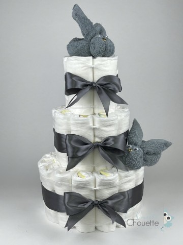 Luiertaart konijnen grey blue   donker grijs