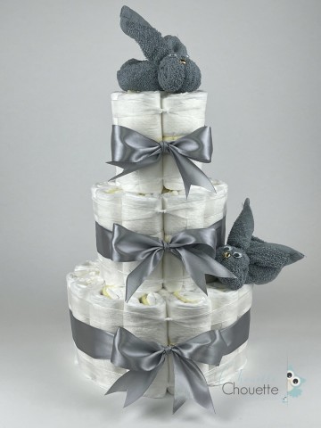 Luiertaart konijnen grey blue   grijs