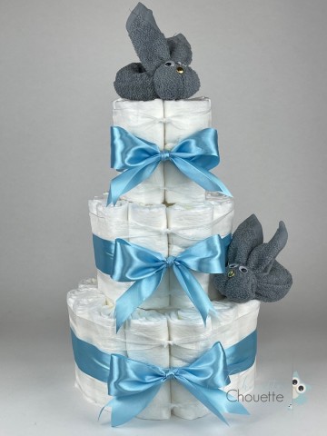 Luiertaart konijnen grey blue   hemels blauw