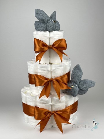 Luiertaart konijnen grey blue   koper