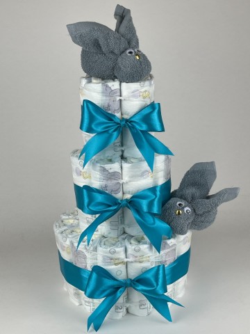 Luiertaart konijnen grey blue   petrol   2