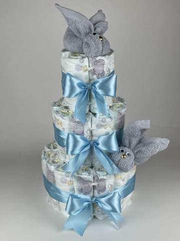 Luiertaart konijnen grijs   blauw   2