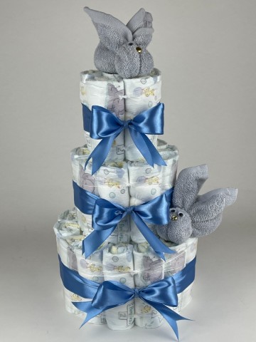 Luiertaart konijnen grijs   diep blauw   2