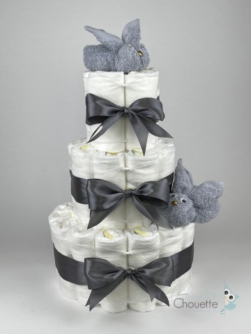 Luiertaart konijnen grijs   donker grijs