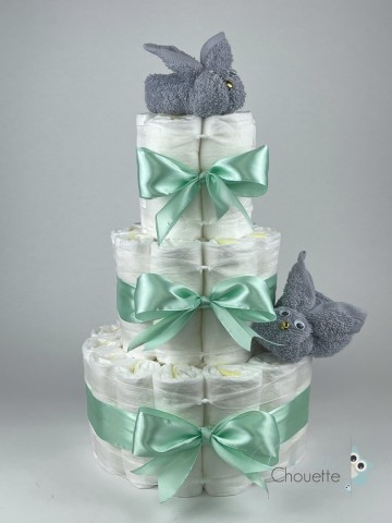 Luiertaart konijnen grijs   groen