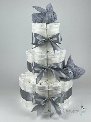 Luiertaart konijnen grijs