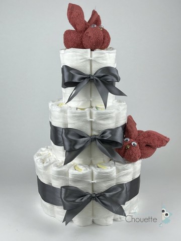 Luiertaart konijnen koper   donker grijs