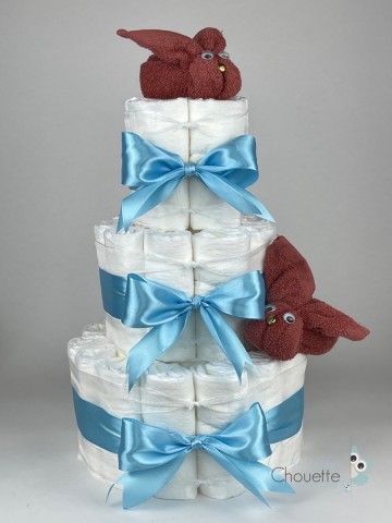 Luiertaart konijnen koper   hemels blauw