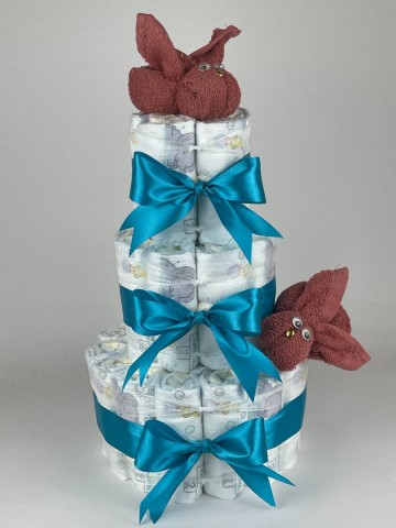 Luiertaart konijnen koper   petrol   2