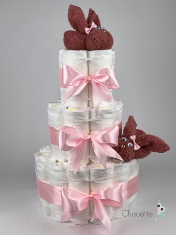 Luiertaart konijnen koper   roze