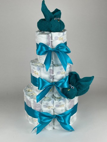 Luiertaart konijnen lake groen   petrol   2