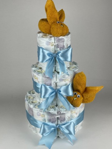 Luiertaart konijnen oker   blauw   2