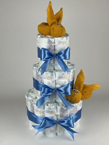 Luiertaart konijnen oker   diep blauw   2