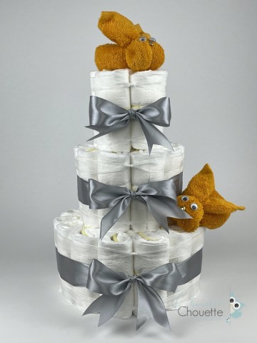 Luiertaart konijnen oker   grijs