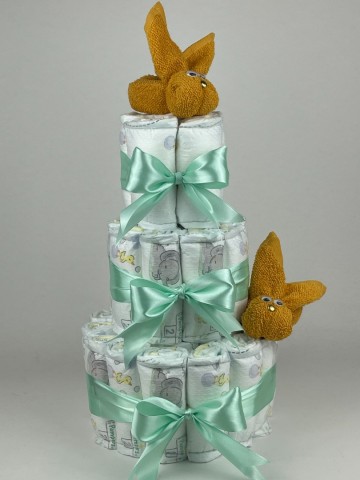 Luiertaart konijnen oker   groen   2