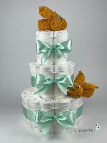 Luiertaart konijnen oker   groen