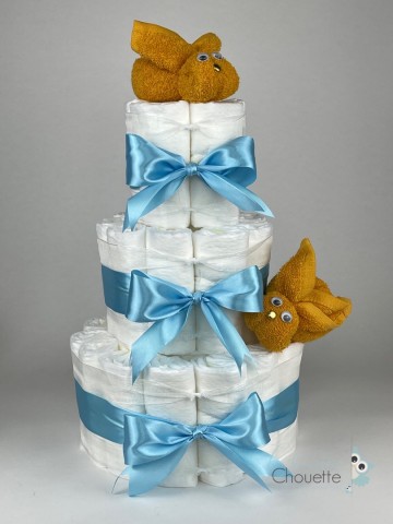 Luiertaart konijnen oker   hemels blauw