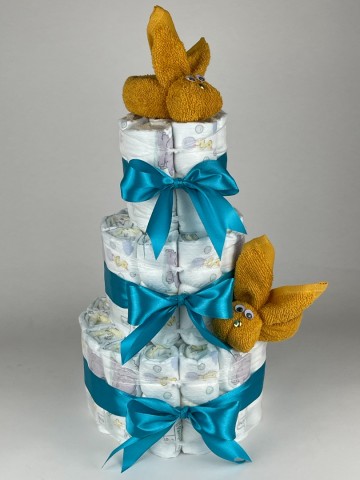 Luiertaart konijnen oker   petrol   2