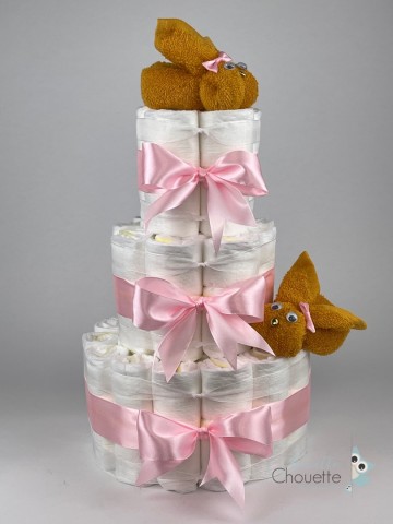 Luiertaart konijnen oker   roze