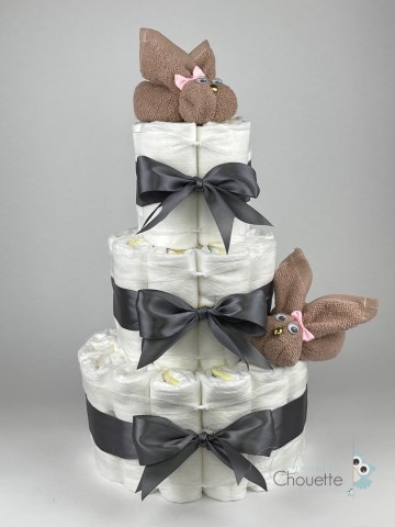 Luiertaart konijnen pinkstone   donker grijs