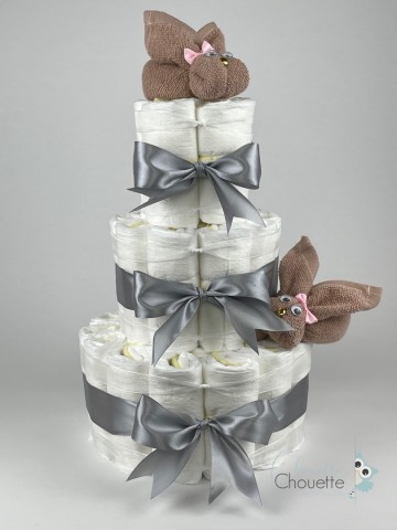 Luiertaart konijnen pinkstone   grijs