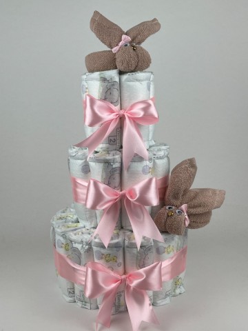 Luiertaart konijnen pinkstone   roze   2