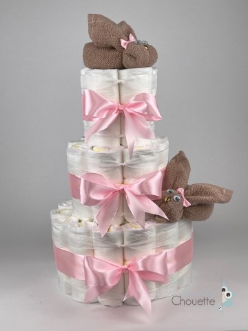 Luiertaart konijnen pinkstone   roze