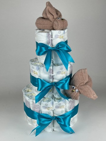 Luiertaart konijnen pinkstone roze   petrol   2