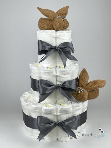 Luiertaart konijnen sand   donker grijs