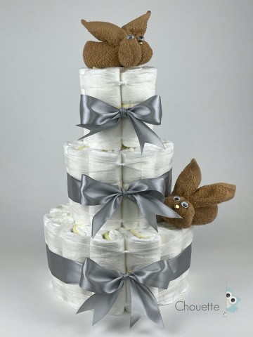 Luiertaart konijnen sand   grijs