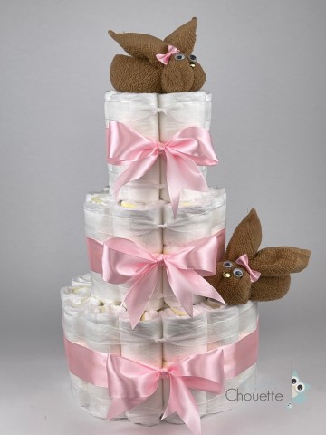 Luiertaart konijnen sand   roze