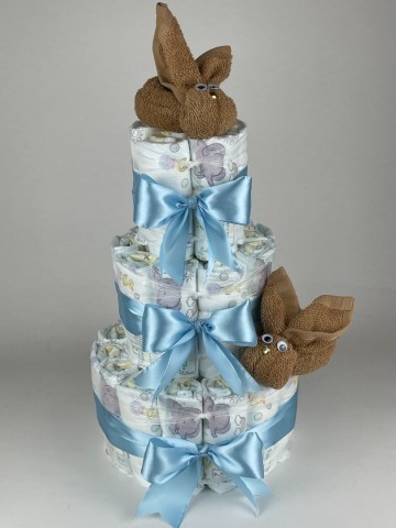 Luiertaart konijnen sand bruin   blauw   2