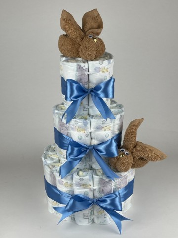 Luiertaart konijnen sand bruin   diep blauw   2