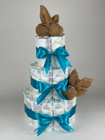 Luiertaart konijnen sand bruin   petrol   2