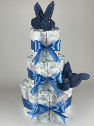 Luiertaart konijnen silk blauw   diep blauw   2