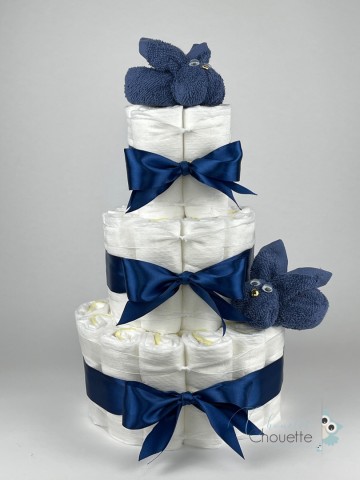 Luiertaart konijnen silk blauw   donker blauw