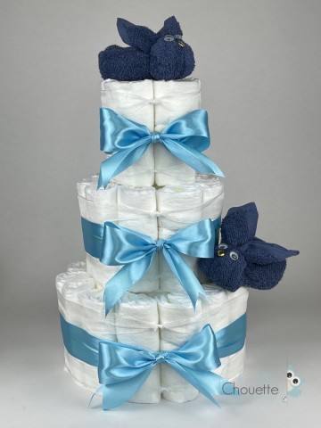 Luiertaart konijnen silk blauw   hemels blauw