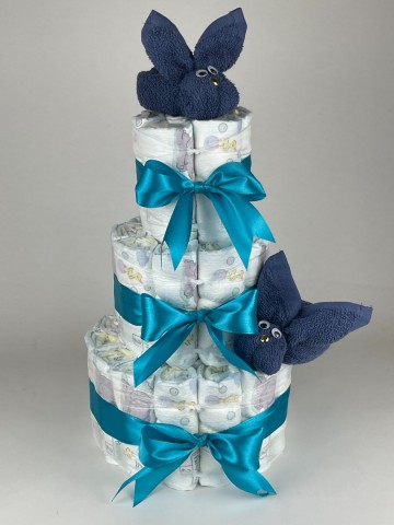 Luiertaart konijnen silk blauw   perol   2