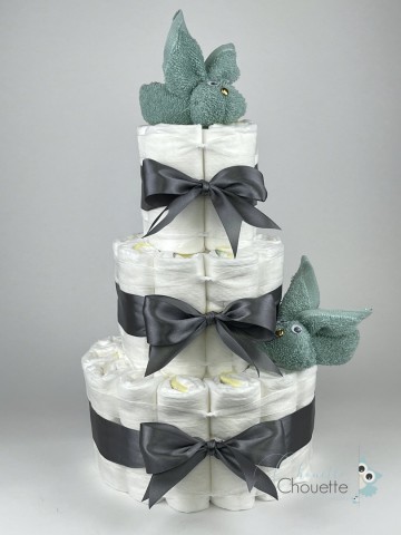 Luiertaart konijnen stone groen   donker grijs