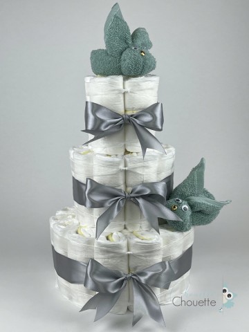 Luiertaart konijnen stone groen   grijs