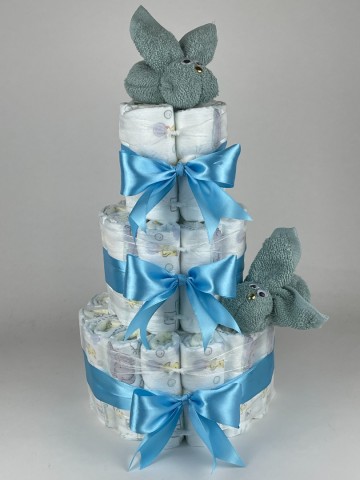 Luiertaart konijnen stone groen   hemels blauw   2