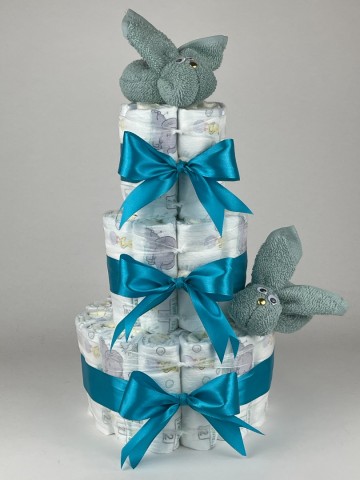 Luiertaart konijnen stone groen   petrol   2