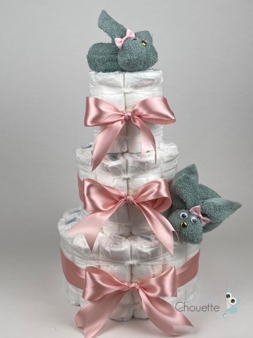 Luiertaart konijnen stone groen donker poeder roze