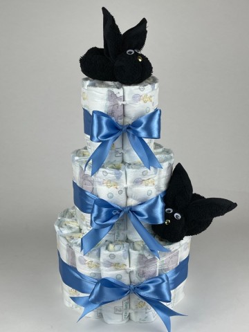 Luiertaart konijnen zwart   diep blauw   2