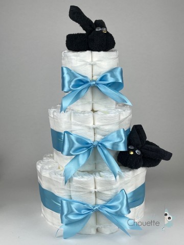 Luiertaart konijnen zwart   hemels blauw