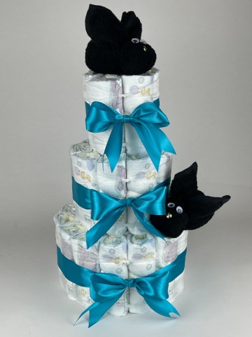 Luiertaart konijnen zwart   petrol   2