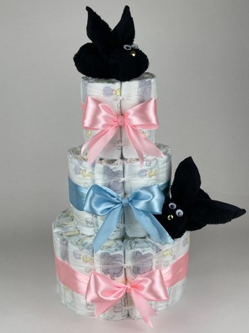 Luiertaart konijnen zwart   roze   blauw   2